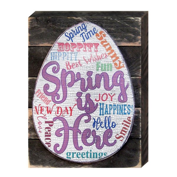 Designocracy Spring is Here Easter Egg Art on Board Wall Decor 9871312